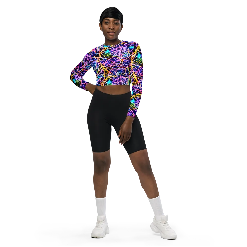 Laser Lace on Long Sleeve Crop Top — Front