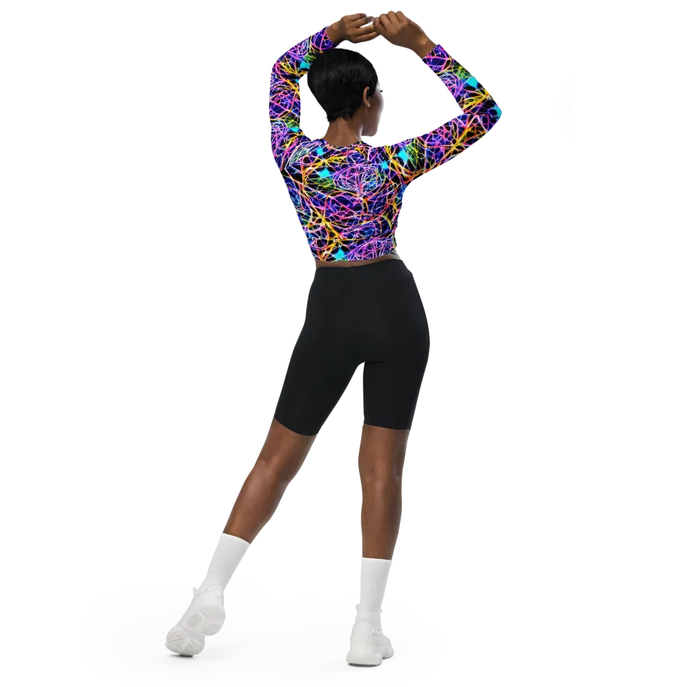 Laser Lace on Long Sleeve Crop Top — Back