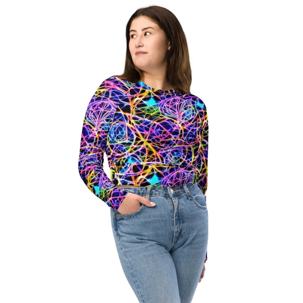 Laser Lace on Long Sleeve Crop Top — Front