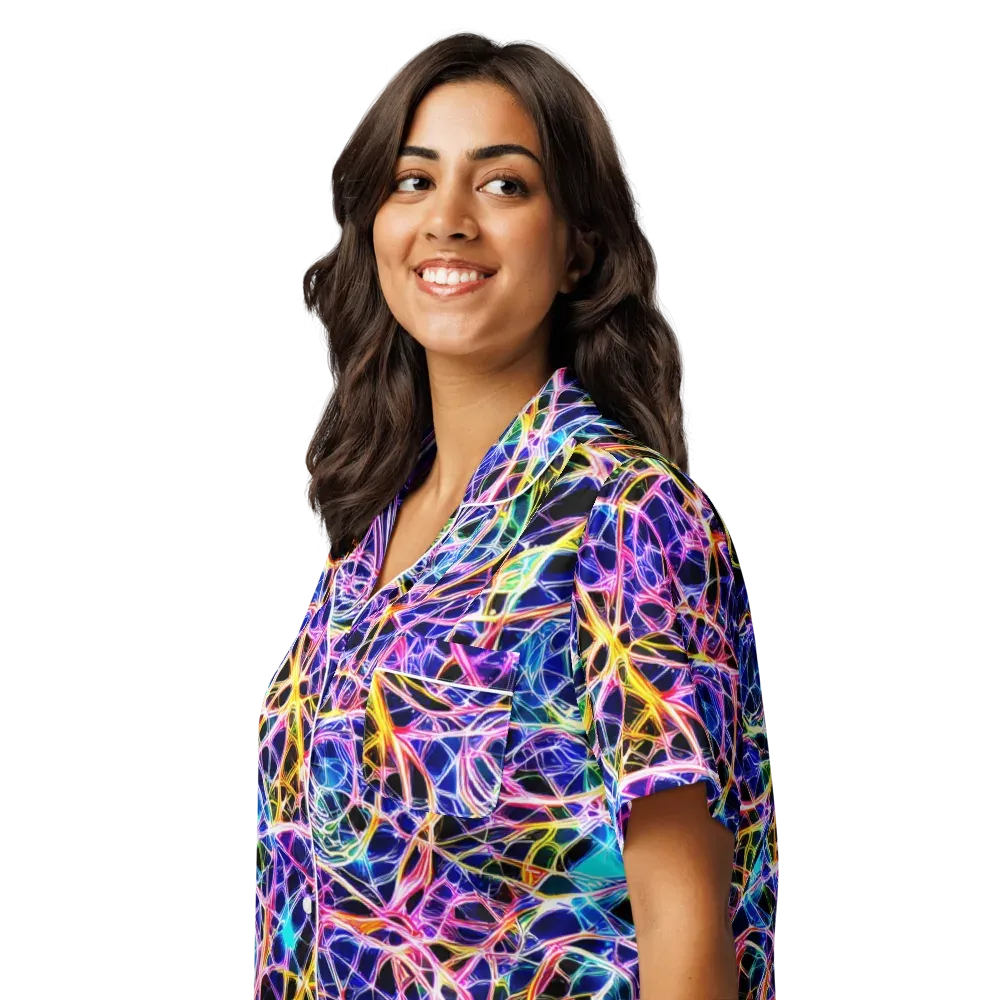 Laser Lace on Women's Short Sleeve Pajama Top — Left Front