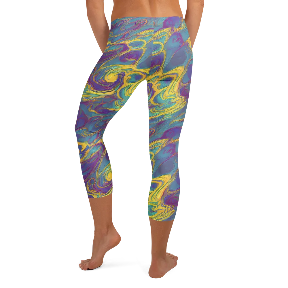 Golden Waveform on Capri Leggings — Back