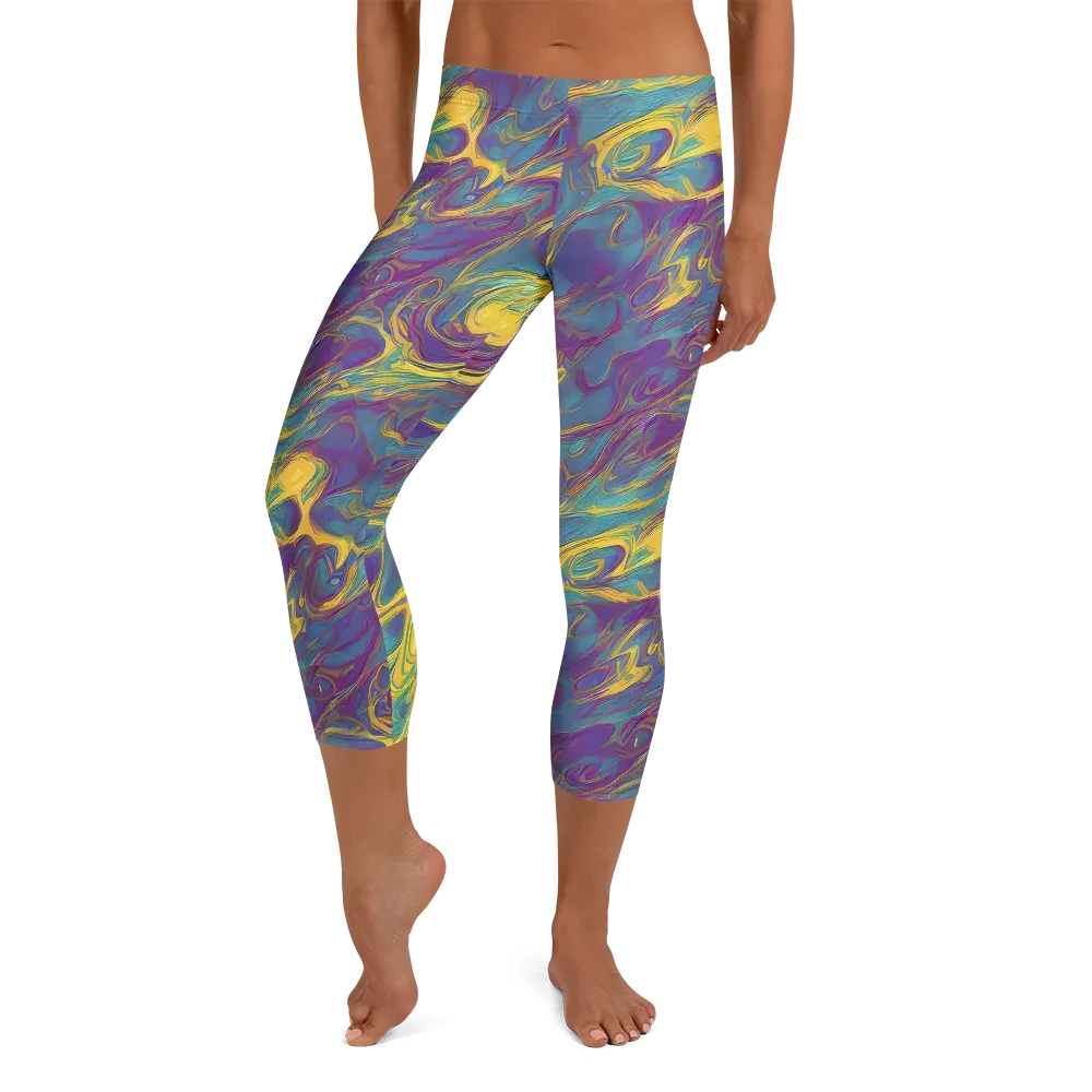 Golden Waveform on Capri Leggings — Front