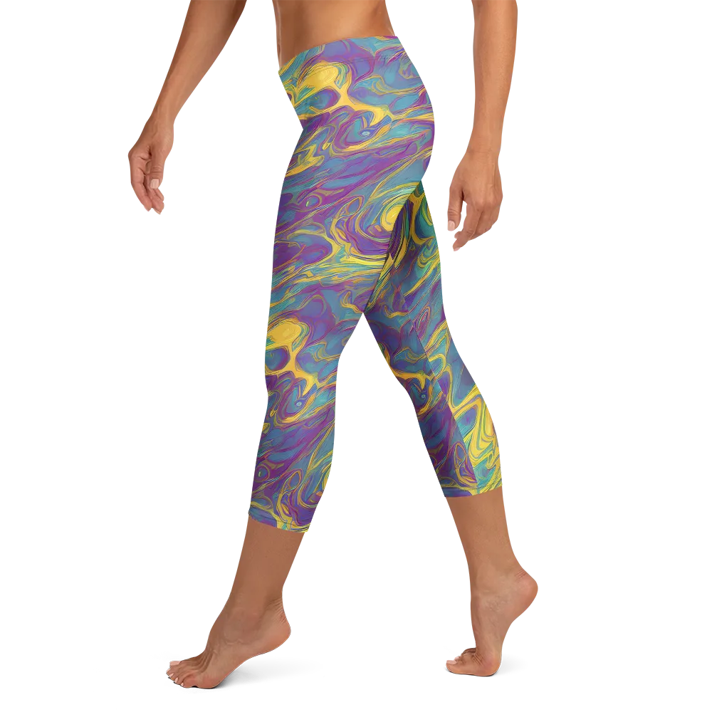 Golden Waveform on Capri Leggings — Left