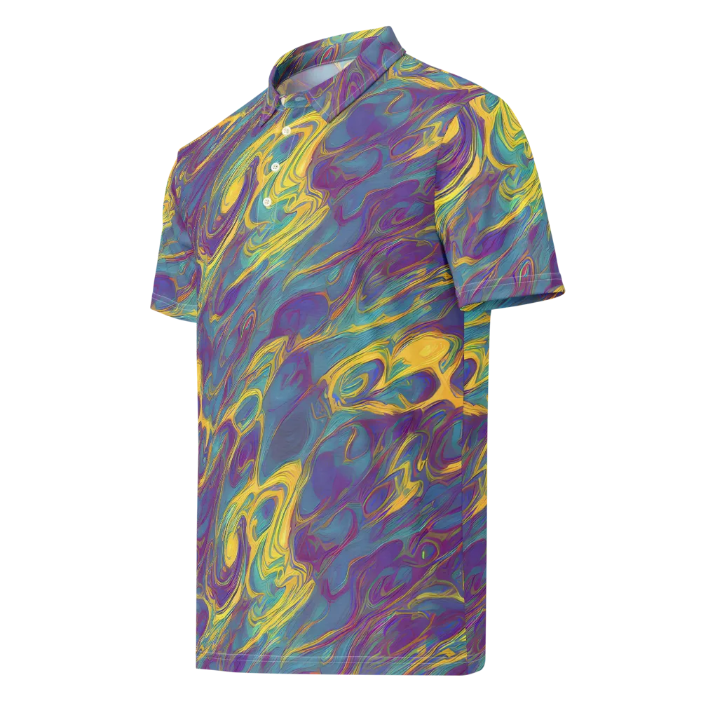 Golden Waveform on Men's Slim Fit Polo Shirt — Left Front