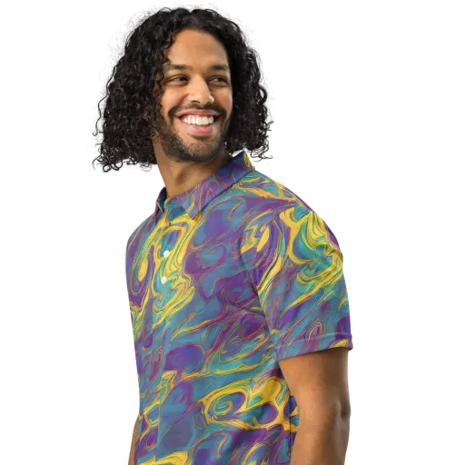 Golden Waveform on a Men's Slim Fit Polo Shirt