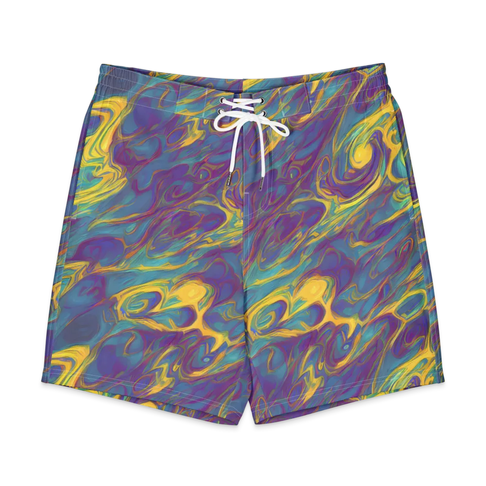 Golden Waveform on Men's Board Shorts — Front