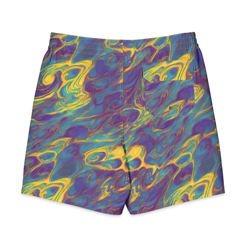 Golden Waveform on Men's Board Shorts — Back