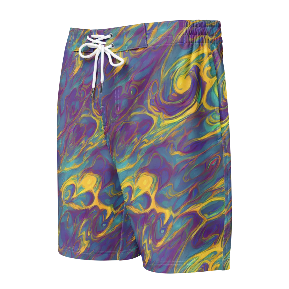 Golden Waveform on Men's Board Shorts — Front
