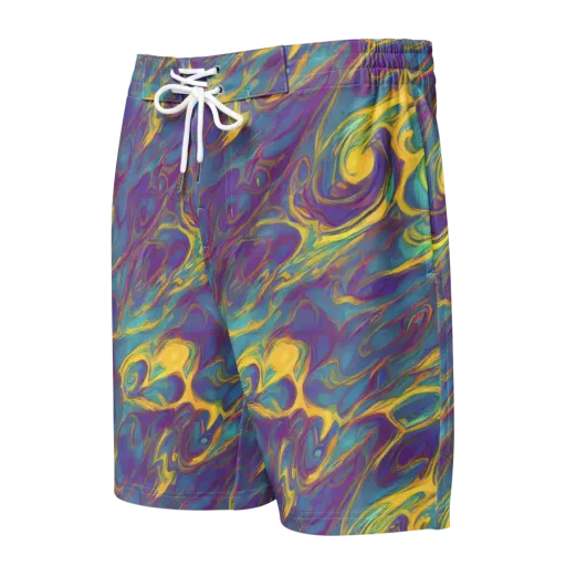Golden Waveform on a Men's Board Shorts