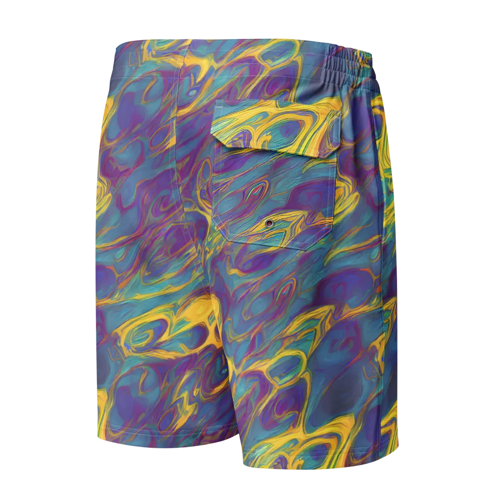 Golden Waveform on Men's Board Shorts — Back