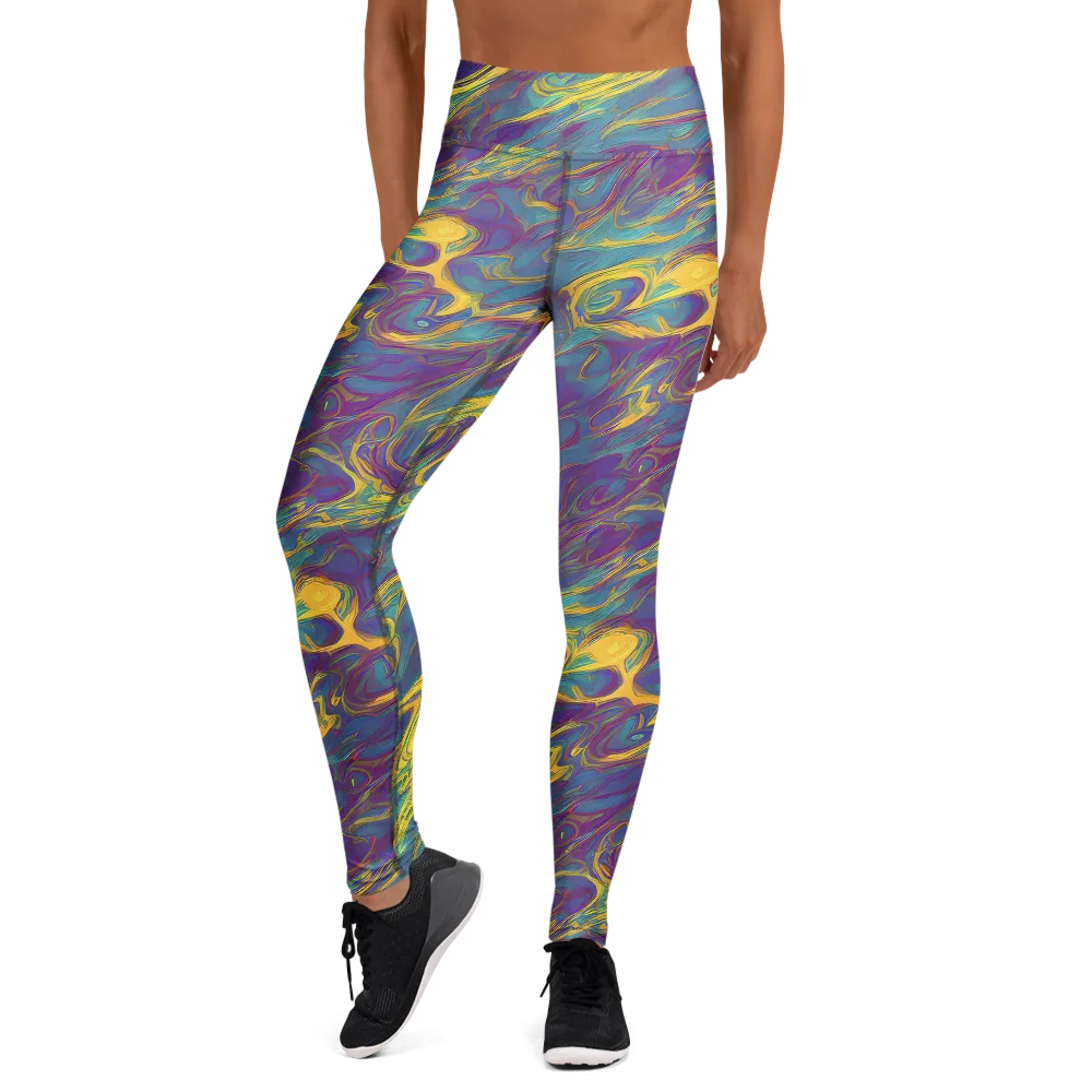 Golden Waveform on Yoga Leggings — Front
