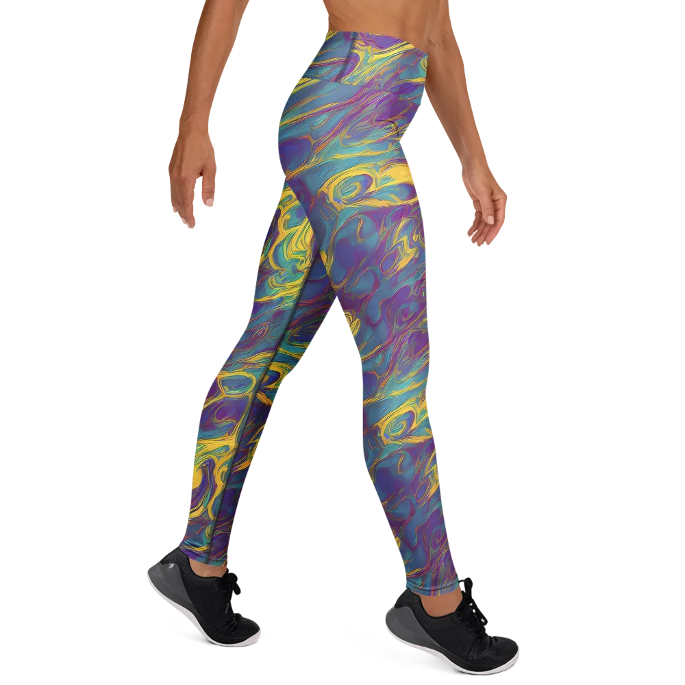 Golden Waveform on Yoga Leggings — Right
