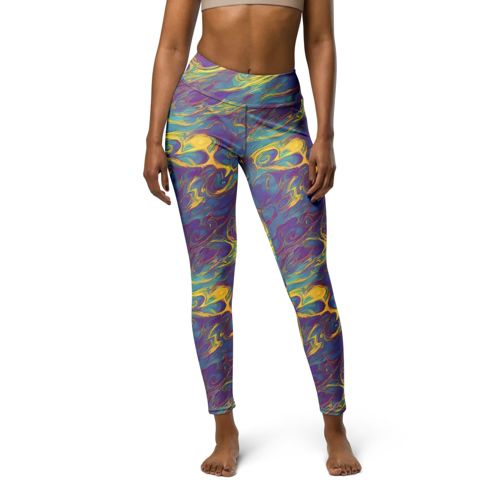 Golden Waveform on Yoga Leggings — Front