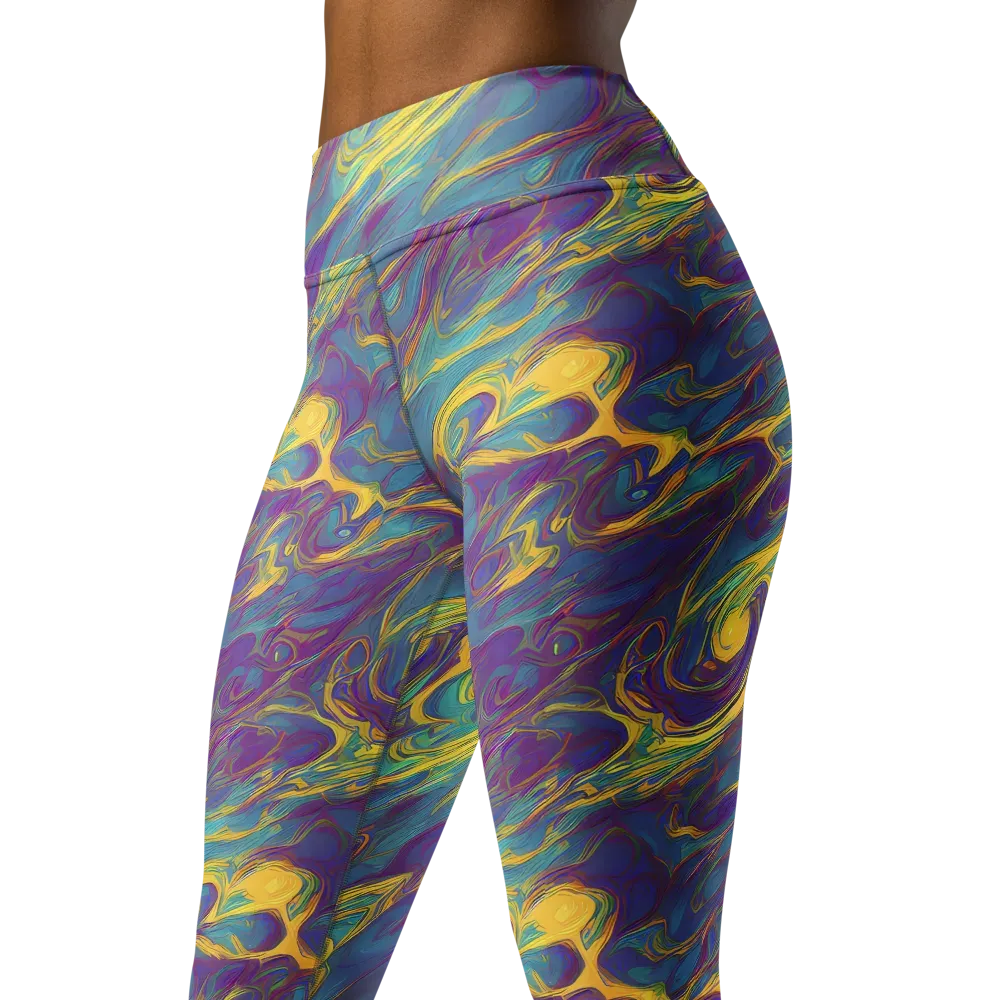 Golden Waveform on Yoga Leggings — Left Front