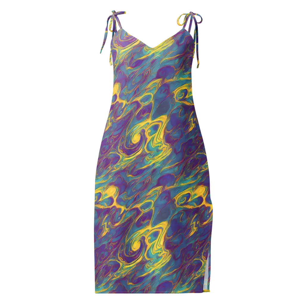 Golden Waveform on Slip Dress — Front