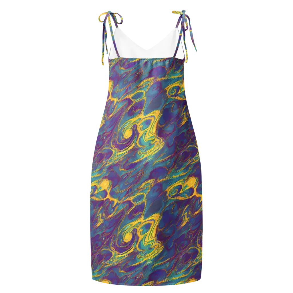 Golden Waveform on Slip Dress — Back