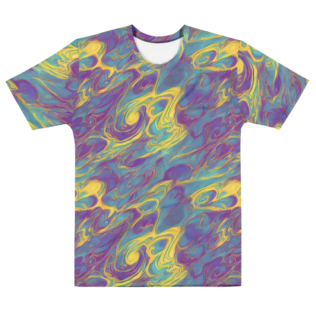 Golden Waveform on Men's Cotton Crew Neck T-Shirt — Front