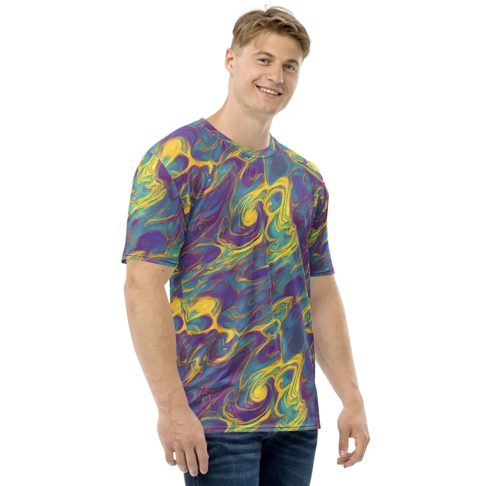 Golden Waveform on Men's Crew Neck T-Shirt — Right