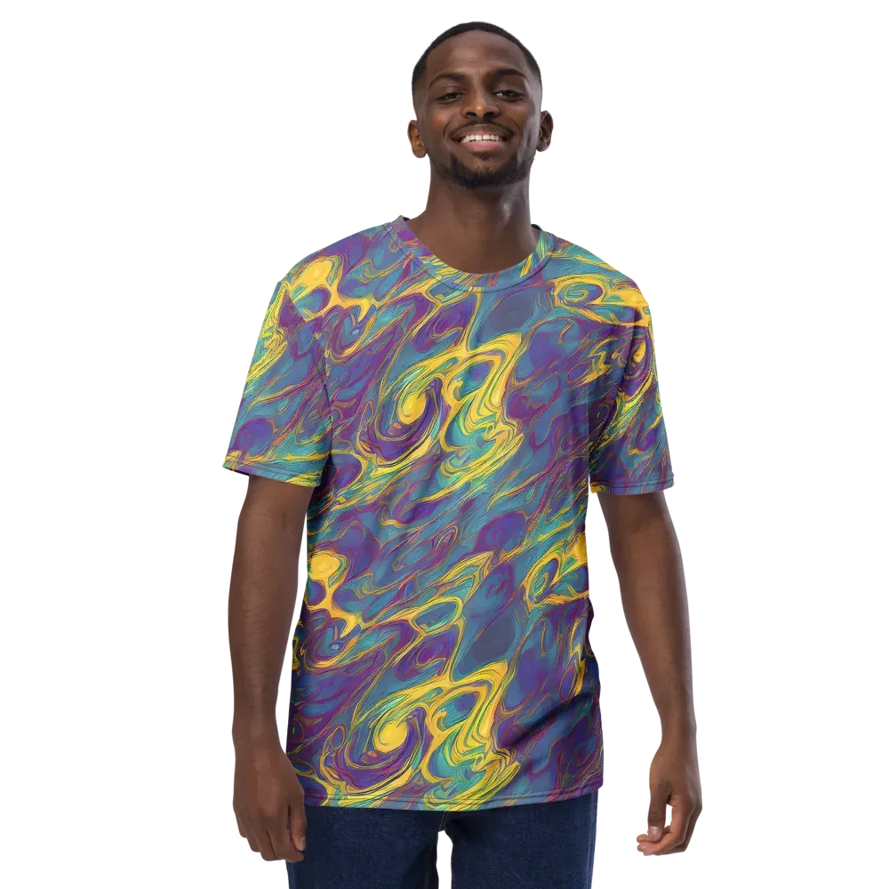 Golden Waveform on Men's Crew Neck T-Shirt — Front