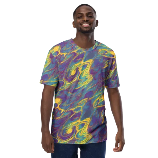 Golden Waveform on a Men's Crew Neck T-Shirt