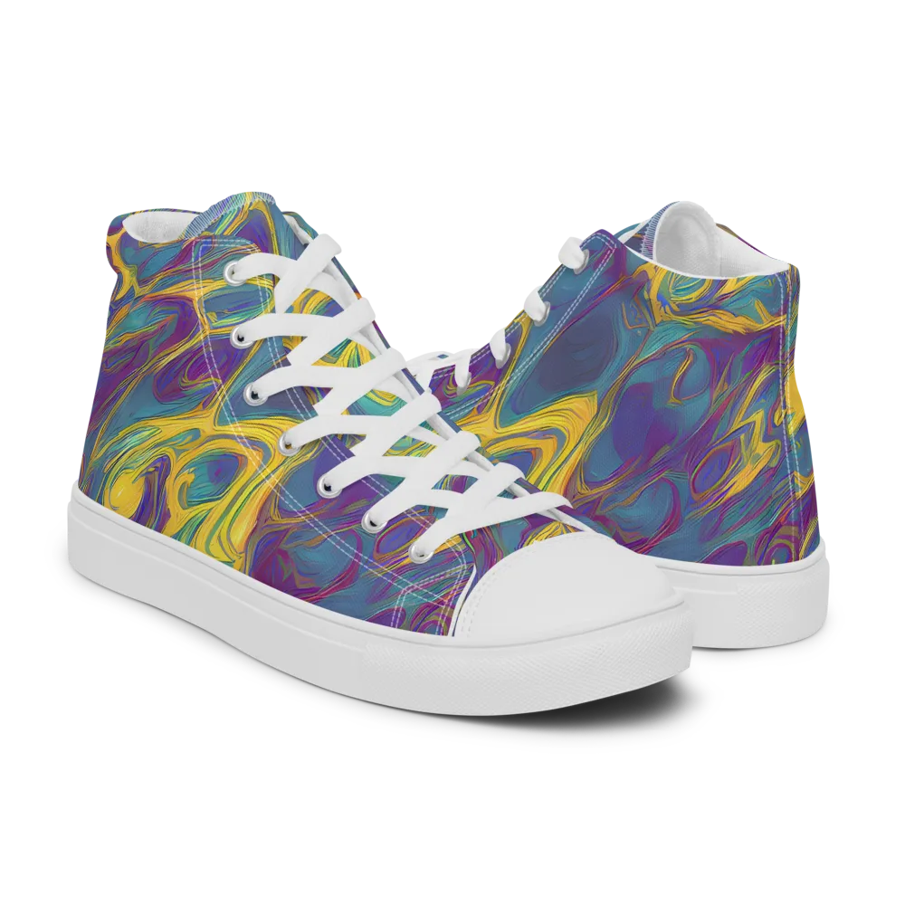 Golden Waveform on Men's High Top Canvas Shoes — Right