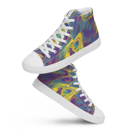 Golden Waveform on a Men's High Top Canvas Shoes