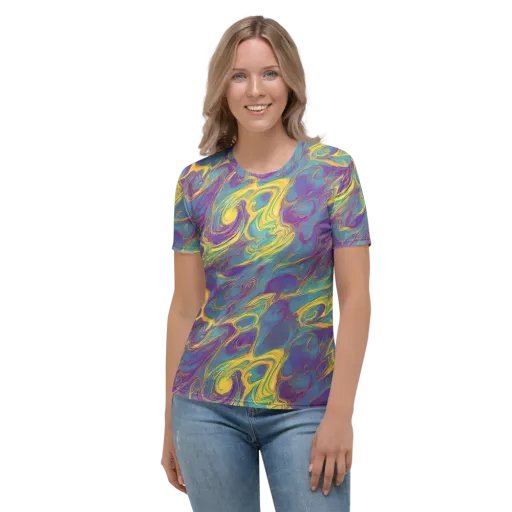 Golden Waveform on a Women's Crew Neck T-Shirt