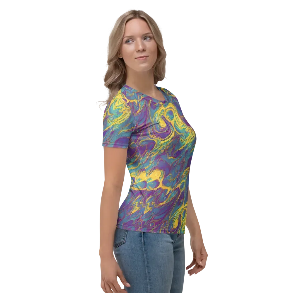 Golden Waveform on Women's Crew Neck T-Shirt — Right