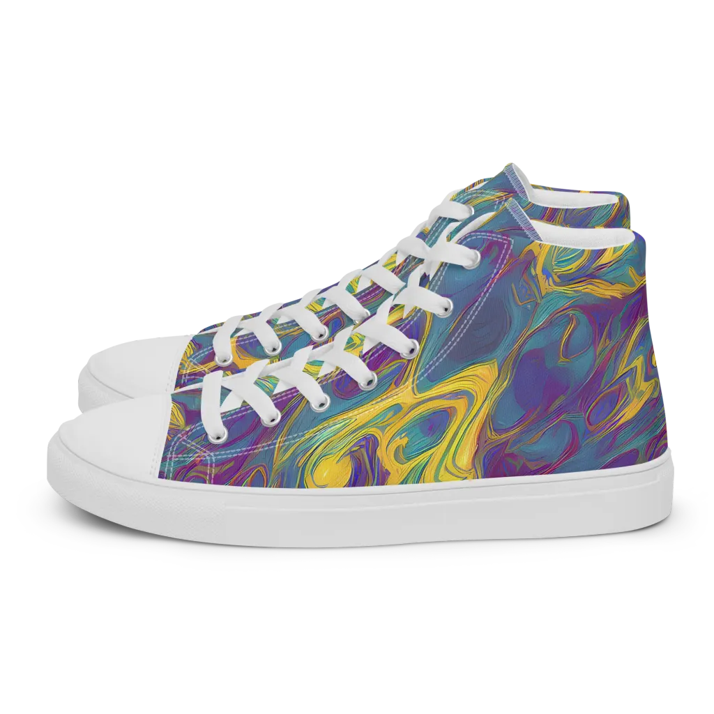 Golden Waveform on Women's High Top Canvas Shoes — Left