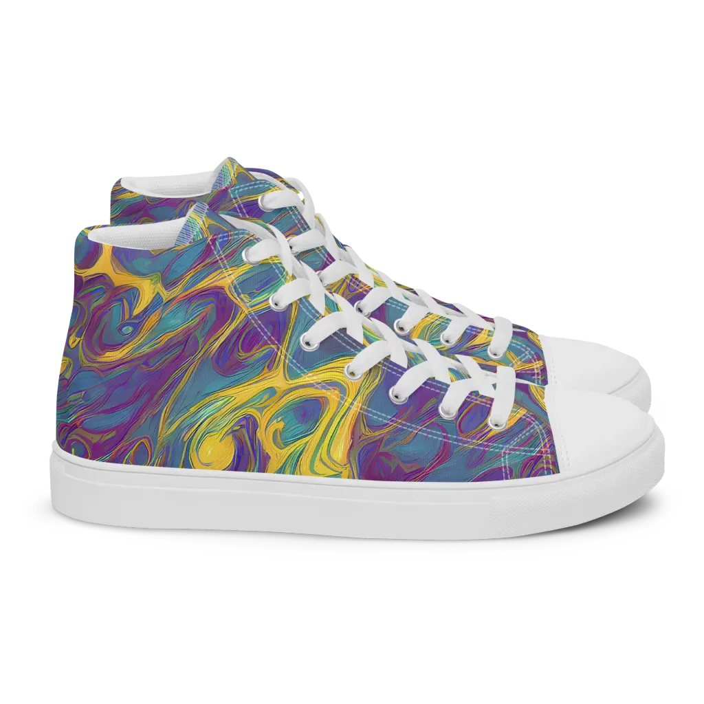 Golden Waveform on Women's High Top Canvas Shoes — Right