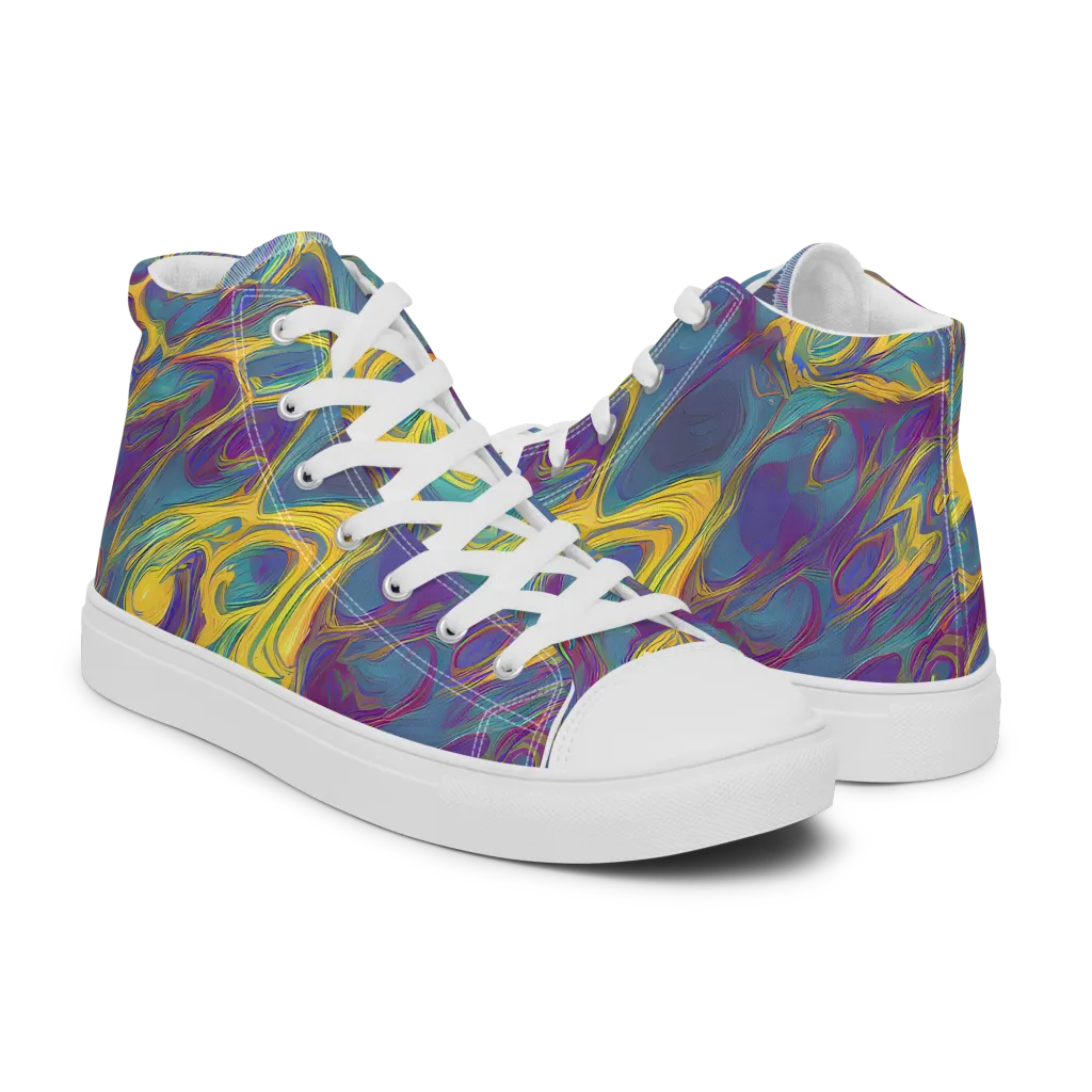 Golden Waveform on Women's High Top Canvas Shoes — Right