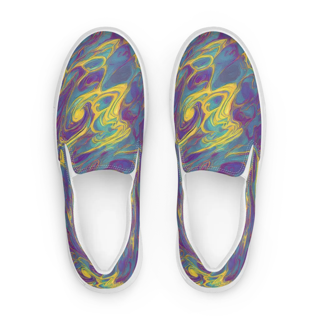 Golden Waveform on Men's Slip-On Canvas Shoes — Front