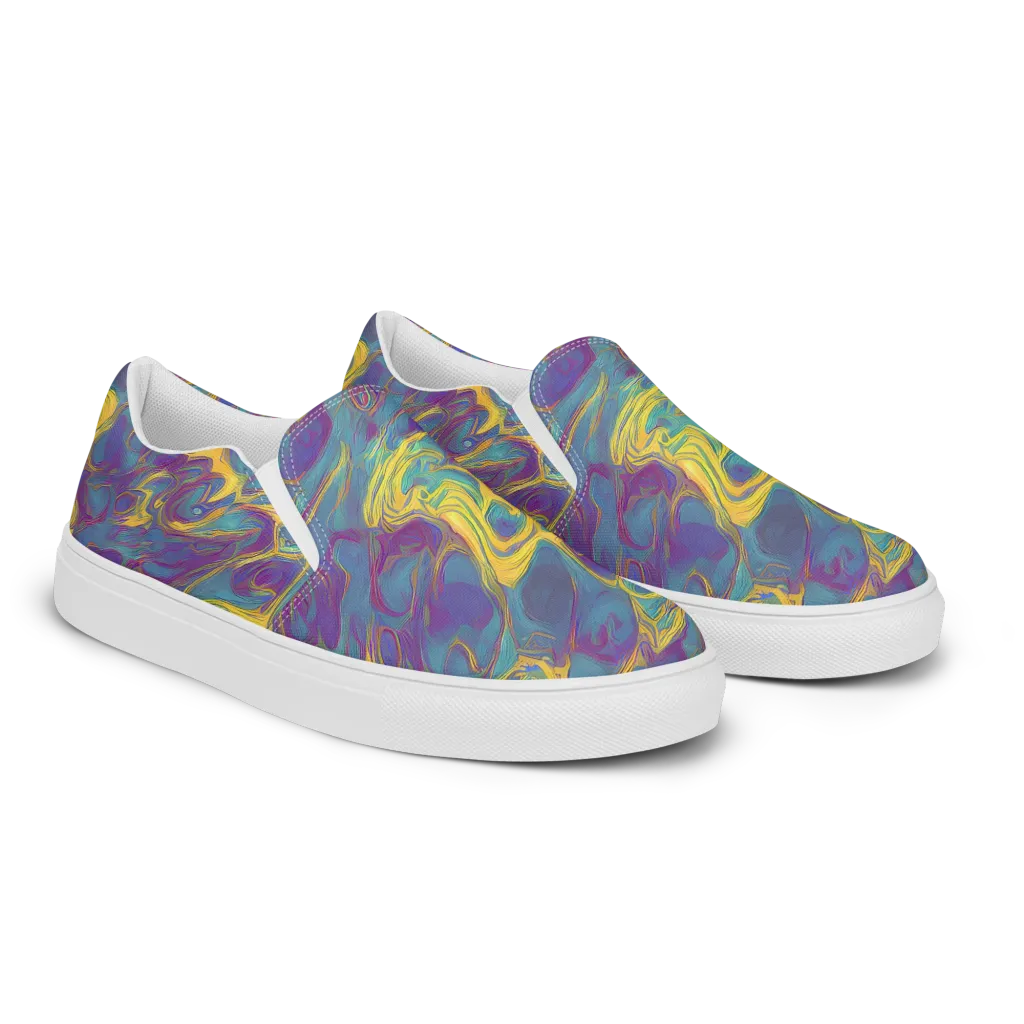 Golden Waveform on Men's Slip-On Canvas Shoes — Right Front