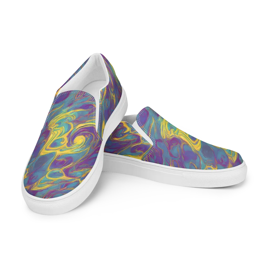 Golden Waveform on Men's Slip-On Canvas Shoes — Left Front