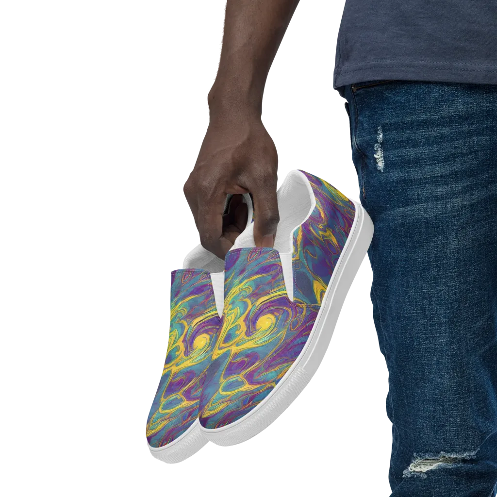 Golden Waveform on Men's Slip-On Canvas Shoes — Left Front