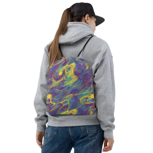Golden Waveform on a Drawstring Bag