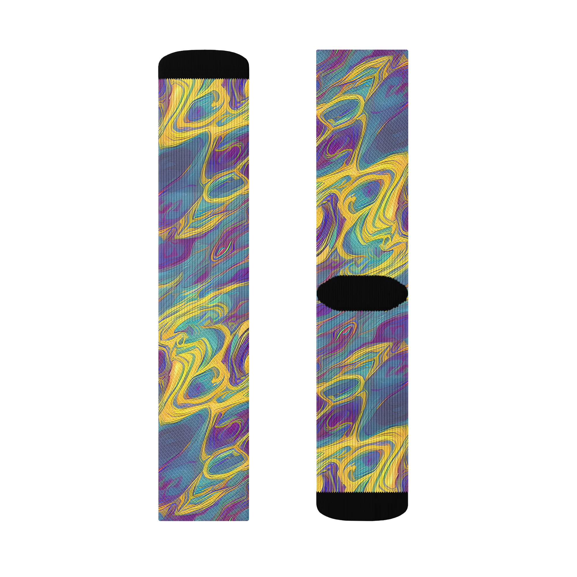 Golden Waveform on Socks — Left Sock