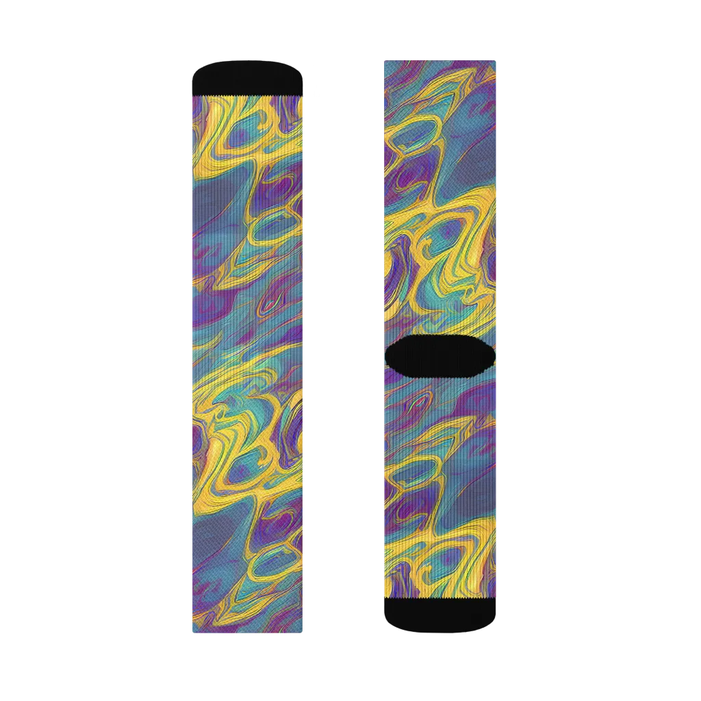 Golden Waveform on Socks — Right Sock