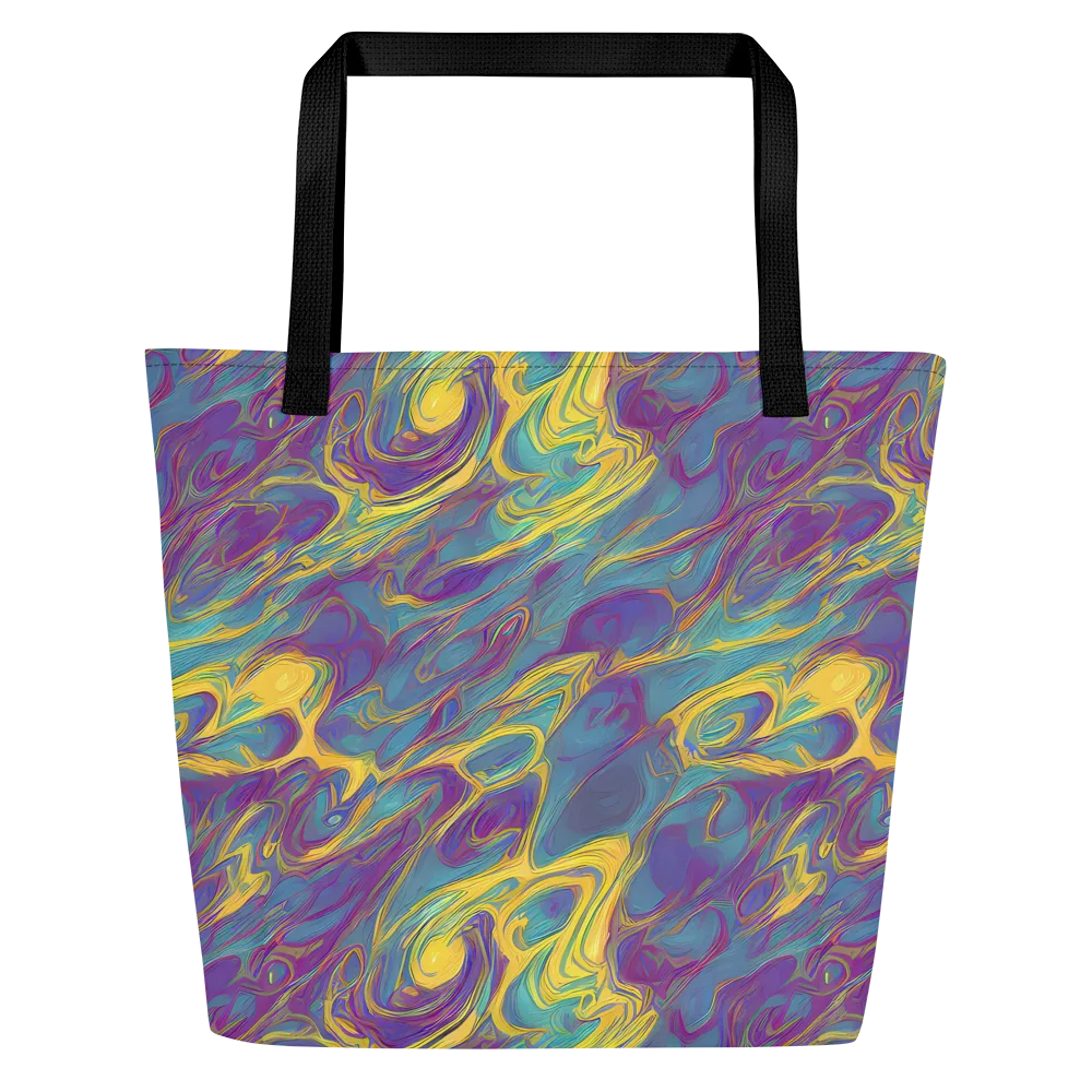 Golden Waveform on Large Tote Bag W/ Pocket — Front
