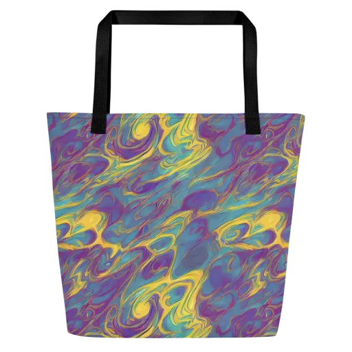 Golden Waveform on a Large Tote Bag W/ Pocket