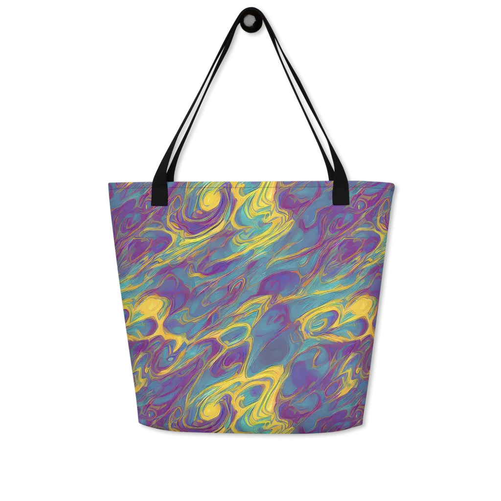 Golden Waveform on Large Tote Bag W/ Pocket — Front