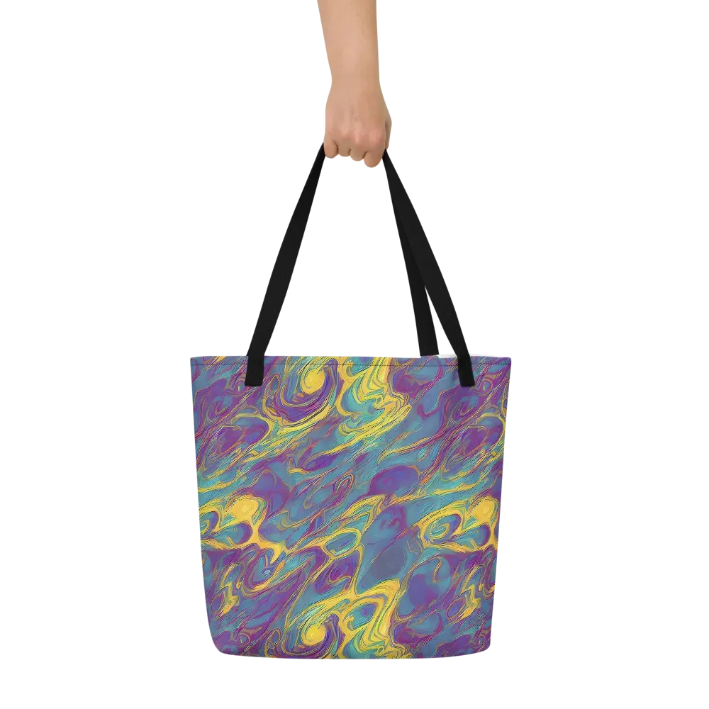 Golden Waveform on Large Tote Bag W/ Pocket — Front