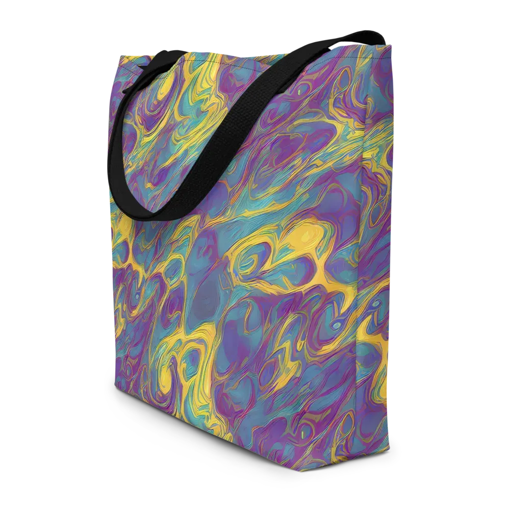 Golden Waveform on Large Tote Bag W/ Pocket — Front