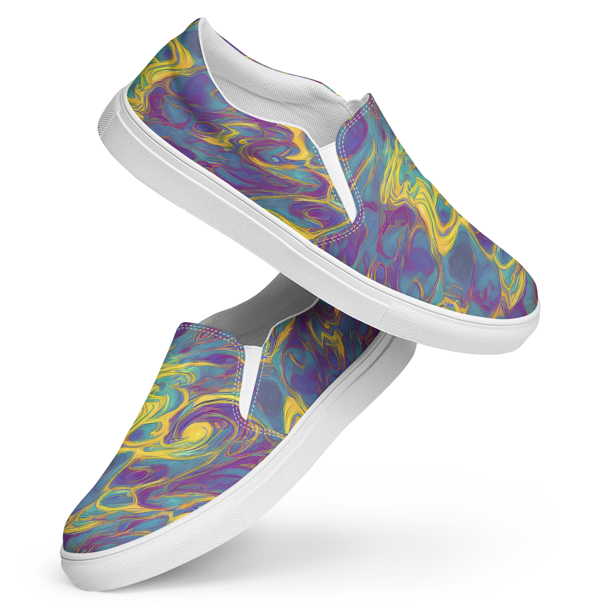 Golden Waveform on Women's Slip-On Canvas Shoes — Front
