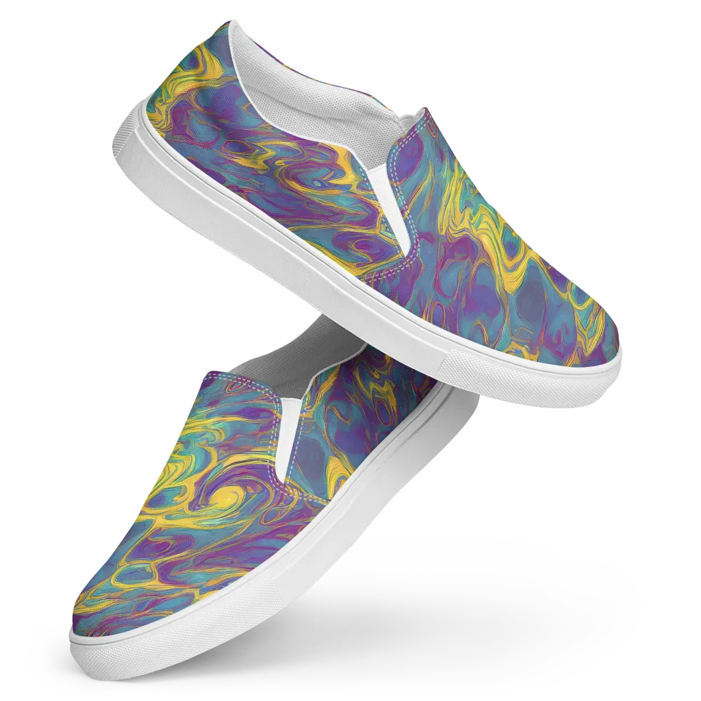 Golden Waveform on Women's Slip-On Canvas Shoes — Front