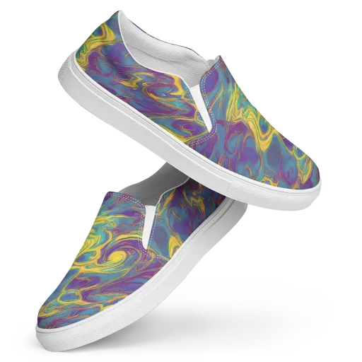 Golden Waveform on a Women's Slip-On Canvas Shoes