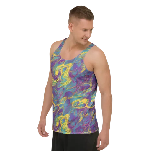 Golden Waveform on a Men's Tank Top