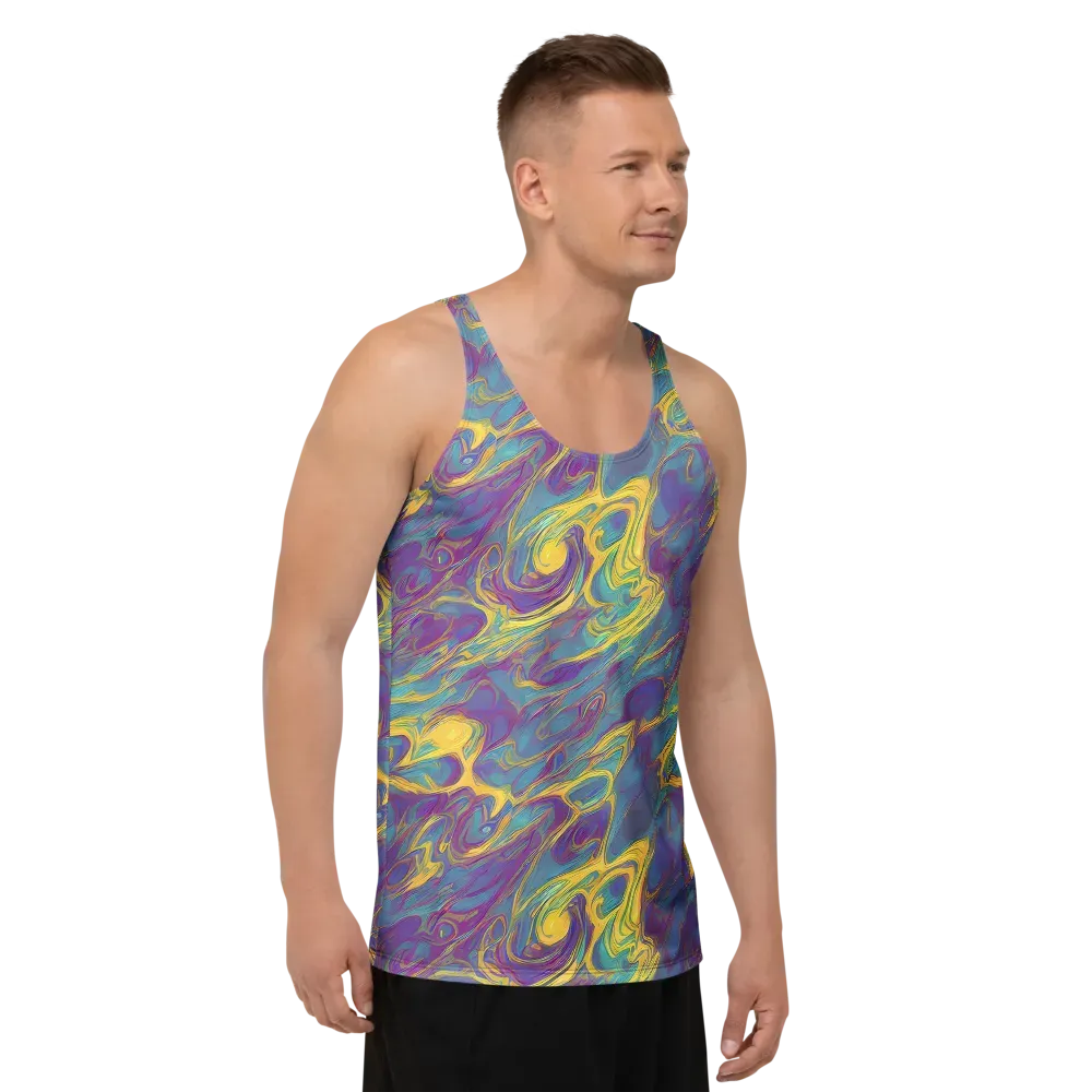 Golden Waveform on Men's Tank Top — Right Front