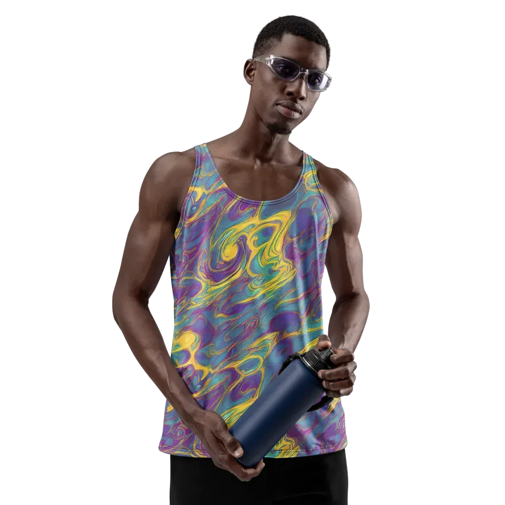 Golden Waveform on Men's Tank Top — Front