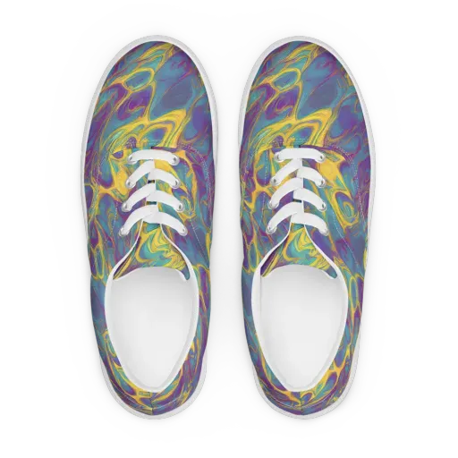 Golden Waveform on a Men's Lace-Up Canvas Shoes